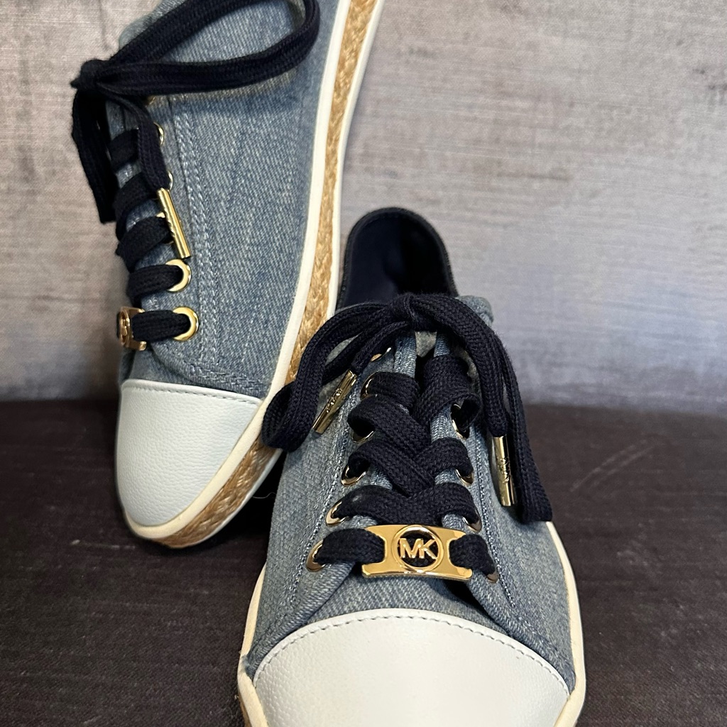 Michael Kors Kristy Denim Slide Espadrille Sneakers With Navy Laces